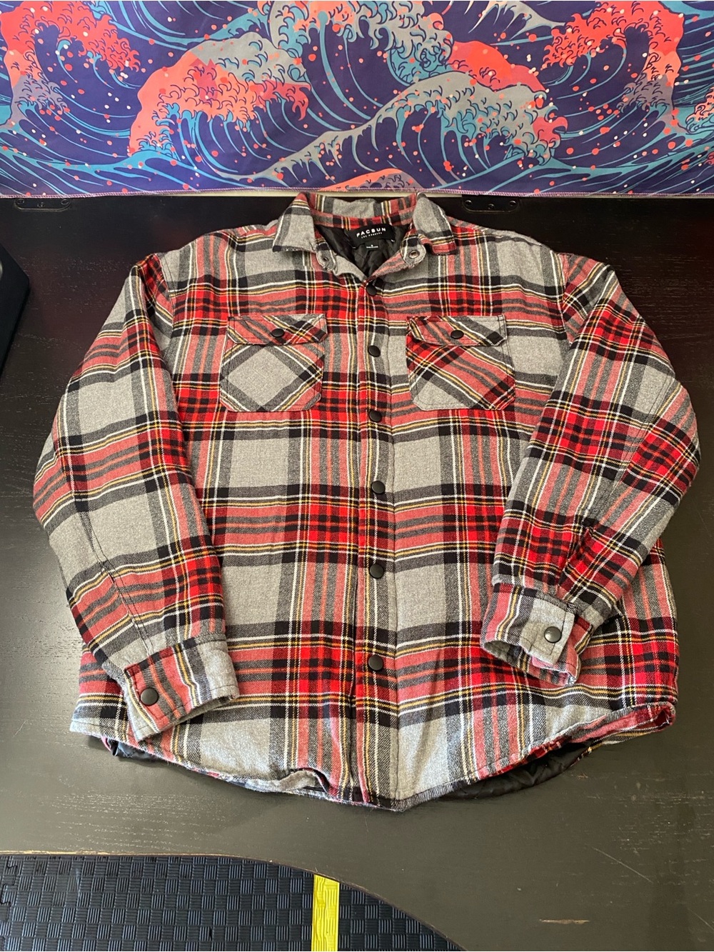PacSun Red and Gray Plaid Button-Down Shirt